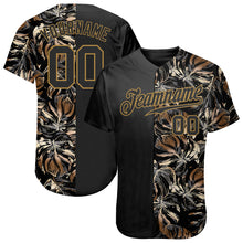 Load image into Gallery viewer, Custom 3D Pattern Design Golden Tropical Leaves In The Style Of Jungalow And Hawaii Authentic Baseball Jersey
