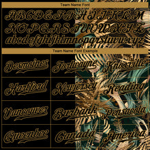 Load image into Gallery viewer, Custom 3D Pattern Design Golden And Green Tropical Leaves In The Style Of Jungle And Hawaii Authentic Baseball Jersey
