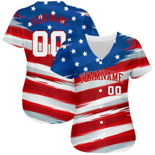 Load image into Gallery viewer, Custom Royal White-Red 3D American Flag Authentic Baseball Jersey
