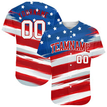 Load image into Gallery viewer, Custom Royal White-Red 3D American Flag Authentic Baseball Jersey
