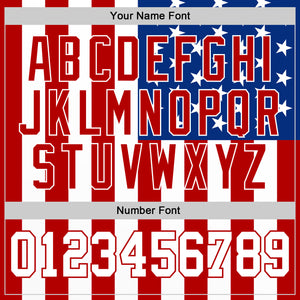 Custom White White-Red 3D American Flag Authentic Baseball Jersey