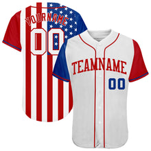 Load image into Gallery viewer, Custom White White-Red 3D American Flag Authentic Baseball Jersey

