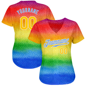 Custom Rainbow For Pride Month Love Is Love LGBT Authentic Baseball Jersey