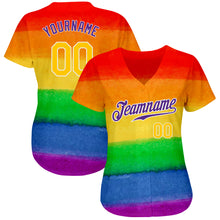 Load image into Gallery viewer, Custom Rainbow For Pride Month Love Is Love LGBT Authentic Baseball Jersey
