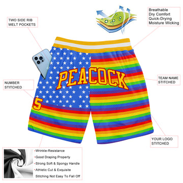 Custom Rainbow For Pride Month Love Is Love LGBT Authentic Basketball Shorts