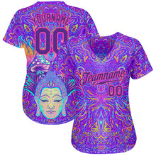 Load image into Gallery viewer, Custom 3D Pattern Design Sitting Buddha Over Colorful Neon Background Psychedelic Mushroom Composition Authentic Baseball Jersey
