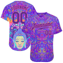 Load image into Gallery viewer, Custom 3D Pattern Design Sitting Buddha Over Colorful Neon Background Psychedelic Mushroom Composition Authentic Baseball Jersey
