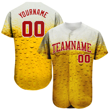 Custom 3D Pattern Design Bubble Of Beer In Glass Authentic Baseball Jersey