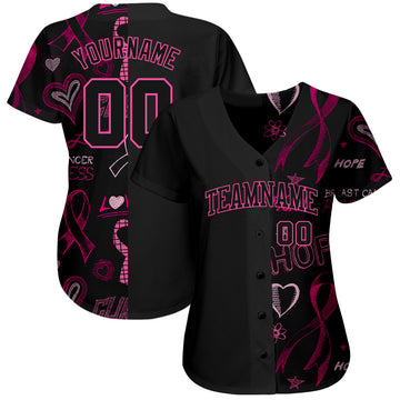 Custom 3D Pink Ribbon Breast Cancer Awareness Month Women Health Care Support Authentic Baseball Jersey