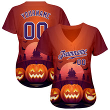 Load image into Gallery viewer, Custom 3D Pattern Halloween Pumpkins Horror Night Authentic Baseball Jersey
