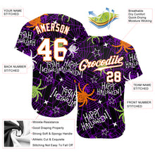 Load image into Gallery viewer, Custom 3D Pattern Happy Halloween Spiders Authentic Baseball Jersey
