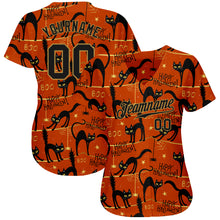 Load image into Gallery viewer, Custom 3D Pattern Happy Halloween Black Cats Spiders Authentic Baseball Jersey
