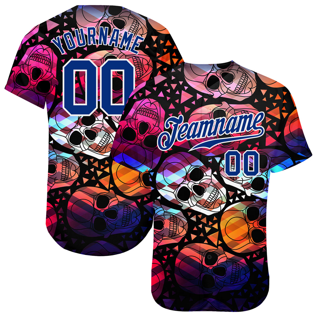 Custom 3D Pattern Halloween Skulls Authentic Baseball Jersey