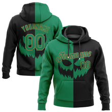 Load image into Gallery viewer, Custom Stitched Black Kelly Green-Old Gold 3D Pattern Scary Faces Of Halloween Pumpkin Sports Pullover Sweatshirt Salute To Service Hoodie
