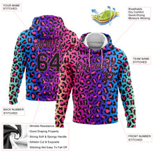 Load image into Gallery viewer, Custom Stitched Purple Black-Pink 3D Pattern Design Leopard Sports Pullover Sweatshirt Hoodie
