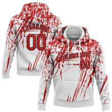 Load image into Gallery viewer, Custom Stitched White Red-Black 3D Pattern Design Sports Pullover Sweatshirt Hoodie
