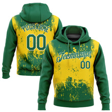 Load image into Gallery viewer, Custom Stitched Gold Kelly Green-White 3D Pattern Design Sports Pullover Sweatshirt Hoodie
