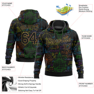 Custom Stitched Black Black-Old Gold 3D Pattern Design Math Sports Pullover Sweatshirt Hoodie