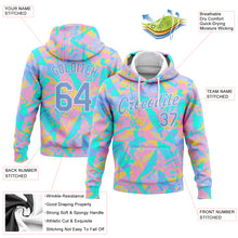 Load image into Gallery viewer, Custom Stitched Pink Light Blue-White 3D Pattern Design Gradient Abstract Sports Pullover Sweatshirt Hoodie
