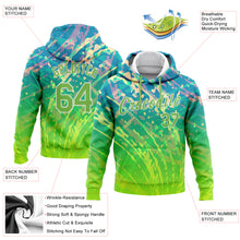 Load image into Gallery viewer, Custom Stitched Neon Green Neon Green-White 3D Pattern Design Gradient Abstract Curve Line Sports Pullover Sweatshirt Hoodie
