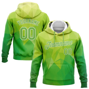 Custom Stitched Kelly Green Neon Green-White 3D Pattern Design Abstract Warm Geometric Pattern Sports Pullover Sweatshirt Hoodie