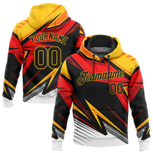 Load image into Gallery viewer, Custom Stitched Gold Black Orange-White 3D Pattern Design Sports Pullover Sweatshirt Hoodie
