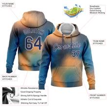 Load image into Gallery viewer, Custom Stitched Gold Navy Light Blue-White 3D Pattern Design Sports Pullover Sweatshirt Hoodie
