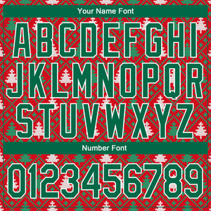Custom Stitched Red Kelly Green-White 3D Christmas Trees Sports Pullover Sweatshirt Hoodie