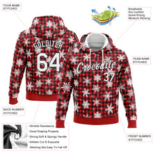 Load image into Gallery viewer, Custom Stitched Red White-Black 3D Christmas Plaid And Snow Sports Pullover Sweatshirt Hoodie
