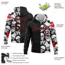 Load image into Gallery viewer, Custom Stitched White Black-Red 3D Skulls And Christmas Santa&#39;s Hat Sports Pullover Sweatshirt Hoodie
