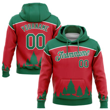 Load image into Gallery viewer, Custom Stitched Red Kelly Green-White 3D Christmas Trees Sports Pullover Sweatshirt Hoodie
