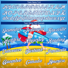 Load image into Gallery viewer, Custom Stitched Light Blue White Gold-Royal 3D Tropical Christmas Surfing Santa Sports Pullover Sweatshirt Hoodie
