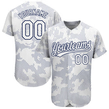 Load image into Gallery viewer, Custom White White-Navy 3D Pattern Design Authentic Baseball Jersey
