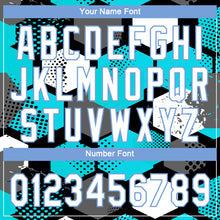 Load image into Gallery viewer, Custom Teal White-Light Blue 3D Pattern Design Authentic Baseball Jersey
