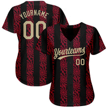 Load image into Gallery viewer, Custom Black Vegas Gold-Red 3D Pattern Design Authentic Baseball Jersey

