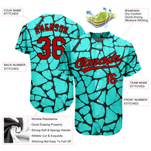 Load image into Gallery viewer, Custom Teal Red-Black 3D Pattern Design Authentic Baseball Jersey
