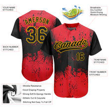 Load image into Gallery viewer, Custom Red Black-Gold 3D Pattern Design Authentic Baseball Jersey
