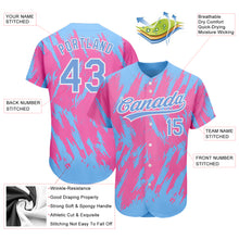 Load image into Gallery viewer, Custom Pink Powder Blue-White 3D Pattern Design Authentic Baseball Jersey

