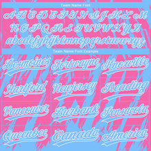 Load image into Gallery viewer, Custom Pink Powder Blue-White 3D Pattern Design Authentic Baseball Jersey
