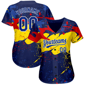 Custom Figure Royal-Gold 3D Pattern Design Authentic Baseball Jersey