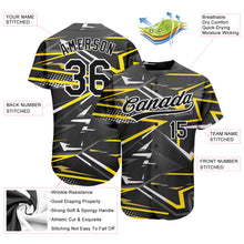 Load image into Gallery viewer, Custom Black Black-Gold 3D Pattern Design Authentic Baseball Jersey
