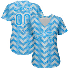 Load image into Gallery viewer, Custom Light Blue Light Blue-White 3D Pattern Design Authentic Baseball Jersey
