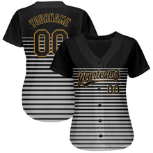 Load image into Gallery viewer, Custom Black Black Old Gold-Gray 3D Pattern Design Authentic Baseball Jersey
