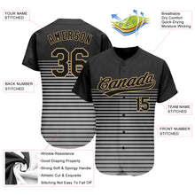 Load image into Gallery viewer, Custom Black Black Old Gold-Gray 3D Pattern Design Authentic Baseball Jersey
