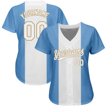 Load image into Gallery viewer, Custom Light Blue White-Old Gold 3D Argentinian Flag Authentic Baseball Jersey
