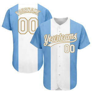 Custom Light Blue White-Old Gold 3D Argentinian Flag Authentic Baseball Jersey