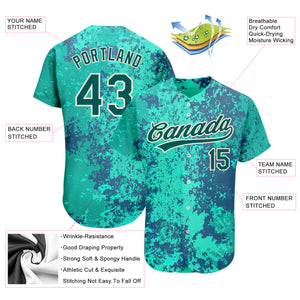 Custom Teal Midnight Green-Cream 3D Pattern Design Authentic Baseball Jersey