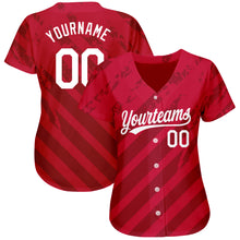 Load image into Gallery viewer, Custom Red White 3D Pattern Design Authentic Baseball Jersey
