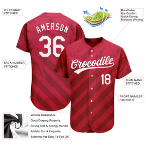 Custom Red White 3D Pattern Design Authentic Baseball Jersey