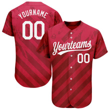 Load image into Gallery viewer, Custom Red White 3D Pattern Design Authentic Baseball Jersey

